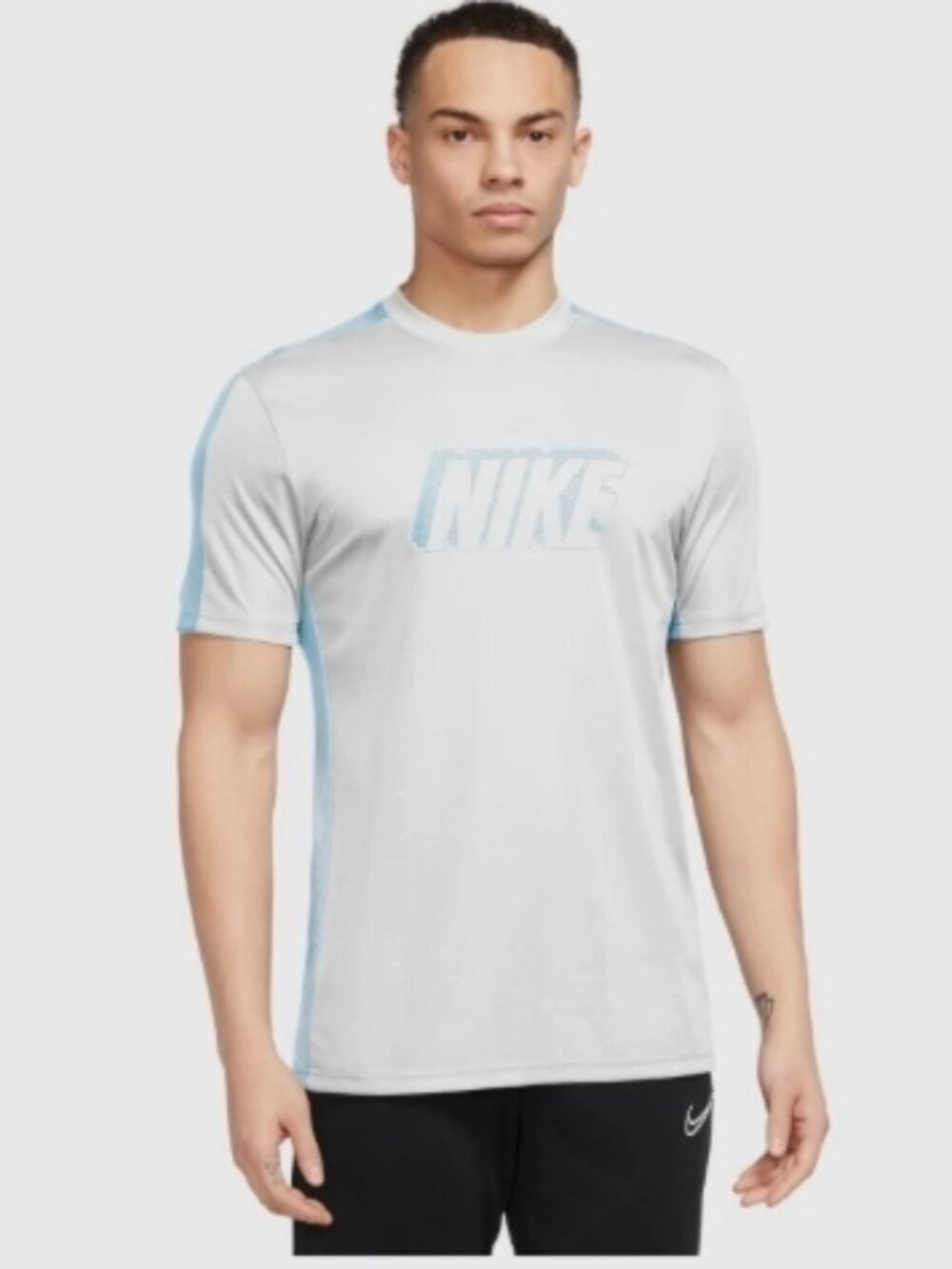 Nike Dri-FIT Academy Men's Soccer T-Shirt (White/Aquarius Blue) Size XL